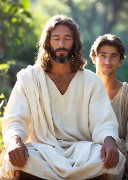 Jesus meditating with beloved disciple